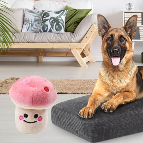 Zerodis Pilzplüschpupfspielzeug Bissfestes Zähne Schleifen Reduzieren Langeweile Interaktive Hund Spielzeug für Alle Rassenhunde Plüschmaterial (PINK) von Zerodis
