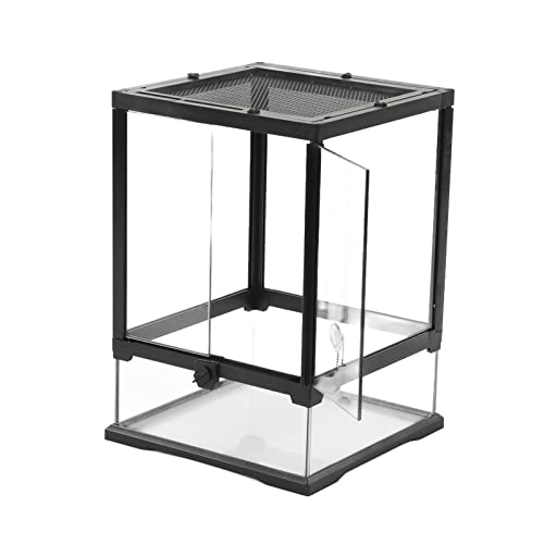 Zerodis Reptilien-Glasterrarium-Behälter Mehrzweckausbruchsicherer Transparenter Atmungsaktiver Reptilien-Split-Regenwaldbehälter von Zerodis