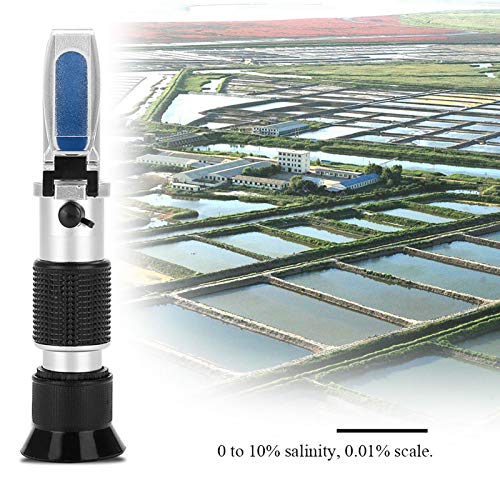 Zerodis Restaurant Auxiliary 0-10% Salzwassertester mit ATC 0,01% Skala Aluminiumkörper Umfasst Speicherpipettenkalibrierungstools für Aquarien Marine Digital Salzgehaltrefraktometer von Zerodis