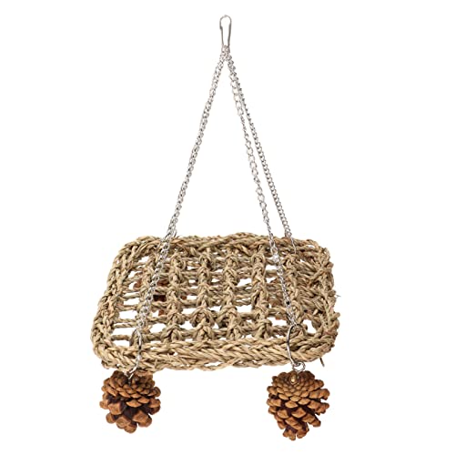 Zerodis Safer Vogel Seegras Swing -Spielzeug Multifunktionales Hängematte Klettern Net für Kleine Sonnen- und Mönchpapageien Seetang Seilkugeln 1 Hängematte 4 Hangketten von Zerodis