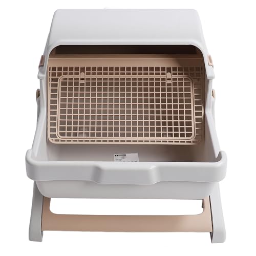 Zerodis Semi Geschlossene Katzendrüsenschachtel, Große Anti -Spritz -Kitty -Katzentoilette Halbautomatische Katzen -Toilette Katze KOT Haustier PEOP Müllkoffer Katze Katzentoilette für von Zerodis