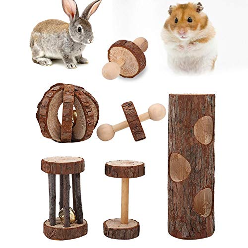 Zerodis Set mit 5 Kauspielzeugen für Hamster Holzspielzeug für Kleintiere Aktivitätsspiel Kaninchen-Zahnpflege-Spielzeug Zerodis Set mit 5 Kauspielzeugen für Hamster Holzspielzeug für Kleintiere Aktivitätsspiel Kaninchen-Zahnpflege-Spielzeug von Zerodis