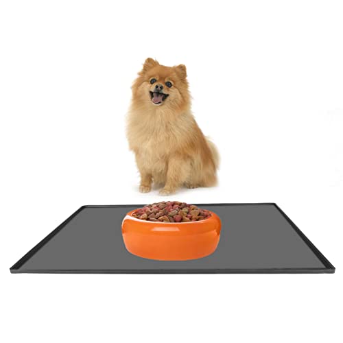 Silikon-Haustier-Fütterungsmatte Silikon-Haustier-Fütterungsmatte Hundefutter-Aufbewahrungsbehälter für Lebensmittel und Wasser Verhindert das Verschütten von Wasserdichten (Schwarz) von Zerodis
