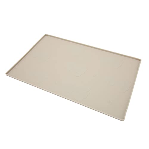 Silikon-Hundematte für Futter- und Wasserfütterungsmatten mit Tasche Zum Sammeln von Rückständen, Wasserdicht, Hund, Katze, Napfmatte, Muster, Wasserdicht, Rutschfest, Kleine (Beige) von Zerodis