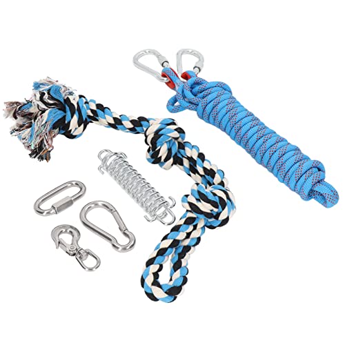 Zerodis Spring Suspension Rope Verspieltes Hundespielzeug, Edelstahl-Feder-Baumwollseil-Spielzeug-Federstange für mittelgroße bis große Pitbull-Hunden von Zerodis