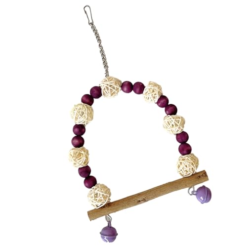 Zerodis Swing -Spielzeug von Farbenfrohen Vögeln von Holzpapageien mit Glocken für Kokatooed, Sicheres und Gleitendes Vogelkäfigspielzeug (Purple) von Zerodis
