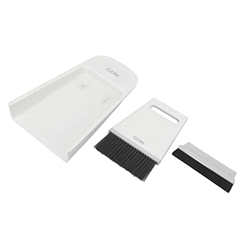 Zerodis Tabletop Broom Dustpan Set, das für Tastatur und Arbeitsplatte Häufig Verwendet Wird, Umfasst Weiche und Harte Pinselköpfe (Grau-weiß) von Zerodis