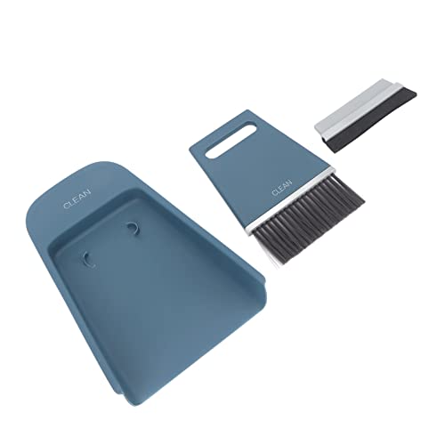 Zerodis Tabletop Broom Dustpan Set, das für Tastatur und Arbeitsplatte Häufig Verwendet Wird, Umfasst Weiche und Harte Pinselköpfe (Navy blau) von Zerodis
