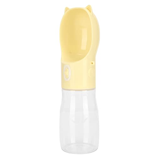 Zerodis Tragbarer Haustier-Wasserspender, Weithals-380-ml-Hundewasserflasche Schlüsselbedienung Auslaufsicher für Reisen für Welpen (Gelb S) von Zerodis