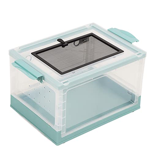 Transparente Reptilienzuchtbox Haustierterrarium Faltbare Vordertür Atmungsaktives Kleintier mit Riemenscheiben für Rutin-Huhn-Hamster-Haustierterrarium Faltbare Front (Blau) von Zerodis