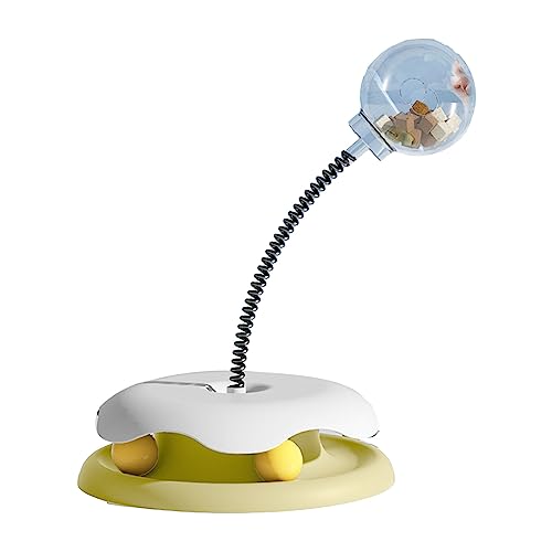 Zerodis Transparenter Futterbehälter, interaktives Katzenfutter-Spielzeug mit Feder, ideal für Training und Dosierung, Gelb von Zerodis