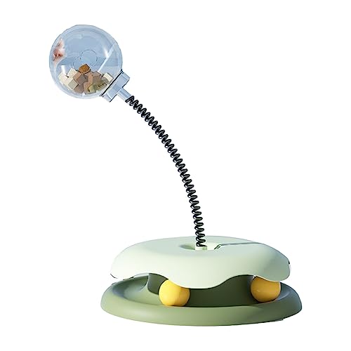 Zerodis Transparenter Futterbehälter, interaktives Katzenfutter-Spielzeug mit Feder, ideal für Training und Dosierung, Grün von Zerodis