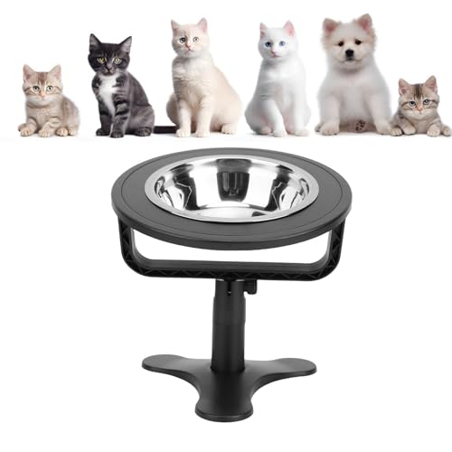 Zerodis Verstellbare Hochgezogene Katzenfutterschalen, 15 ° Geneigte, rutschfeste Haustierfuttermittel mit Ständer für Innenkatzen und Welpen Geeignet (Black) von Zerodis
