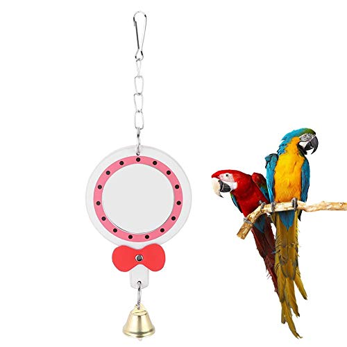 Zerodis Vogel Simulation Spiegelspielzeug mit Glocke Schaukel Hängendes Leder Spiegelspielzeug für Papagei Vogelkäfig Dekoration Zubehör von Zerodis