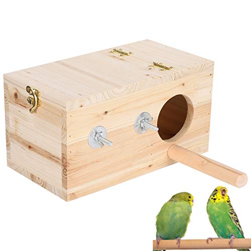 Zerodis Vogelzucht Box Papagei Zucht Nistkasten Holz Nistkasten Haus Bruthaus mit Barsch Spielzeug für Vogel Papagei M. von Zerodis