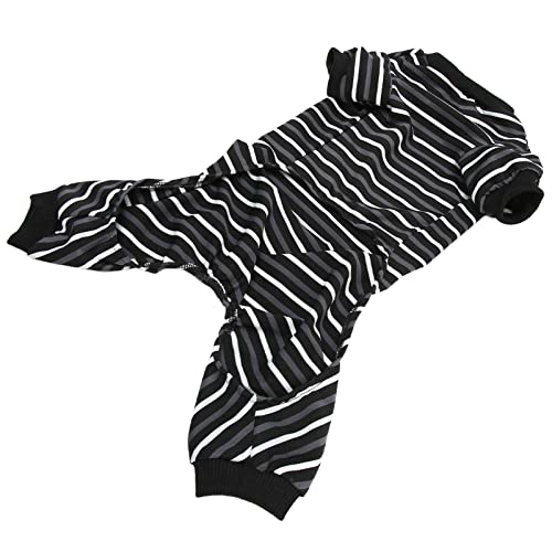 Zerodis Weiche Dehnbare Streifenhund -Pyjamas Multi Funktionelle Nachtwäsche für Haustierhautprobleme (M) von Zerodis