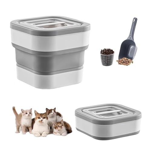 Zerodis Zusammenklappbarer Tierfutterbehälter, Luftdichter Aufbewahrungsbehälter mit Magnetischem Deckel Zum Frischhalten von Tierfutter, 12,5 Kg Fassungsvermögen, aus (mit Schaufel Zerodis Zusammenklappbarer Tierfutterbehälter, Luftdichter Aufbewahrungsbehälter mit Magnetischem Deckel Zum Frischhalten von Tierfutter, 12,5 Kg Fassungsvermögen, aus (mit Schaufel von Zerodis