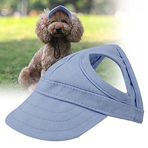 Zerone Verstellbare Haustierkappe für Hunde und Katzen, Sonnenschutzkrempe, Atmungsaktiv und Bequem, Stilvoller Outdoor-Hut (Haustierhut blau) von Zerone