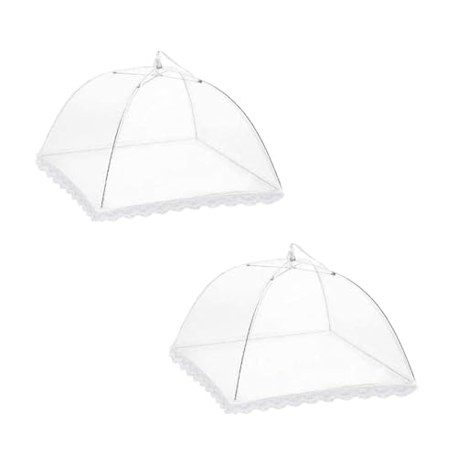 2 Stück Fliegenhaube Lebensmittel, Faltbare Fliegenschutz Essen, Fliegenhaube für Outdoor Essen Lebensmittel Grill Partys Buffets Camping Picknicks,BBQ(weiß) von ZesNxj