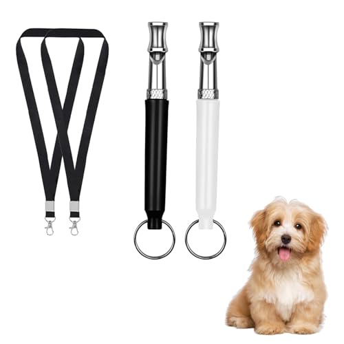 ZesNxj 2 Stück Hundepfeife Hochfrequenz Lautlos, Hundepfeife Rütter Rückruf, Hundepfeife Rückruf mit Lanyard, Pfeife Hund Rückruf für Hundetraining, Erziehung und Verhalten(Weiß, Schwarz) von ZesNxj