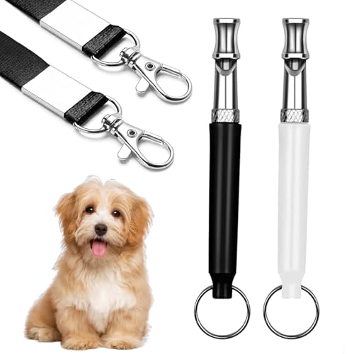 ZesNxj 2 Stück Hundepfeife Hochfrequenz Lautlos, Hundepfeife Rütter Rückruf, Hundepfeife Rückruf mit Lanyard, Pfeife Hund Rückruf für Hundetraining, Erziehung und Verhalten(Weiß, Schwarz) von ZesNxj