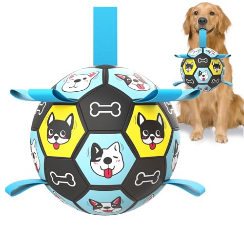 ZestPulse 17,8 cm Hundespielzeug Fußball mit Riemen, Herding Ball für Hunde, interaktives Hundespielzeug, Hundespielzeug, Apportierspielzeug, ideal für mittelgroße und große Hunde, tolles ZestPulse 17,8 cm Hundespielzeug Fußball mit Riemen, Herding Ball für Hunde, interaktives Hundespielzeug, Hundespielzeug, Apportierspielzeug, ideal für mittelgroße und große Hunde, tolles von ZestPulse