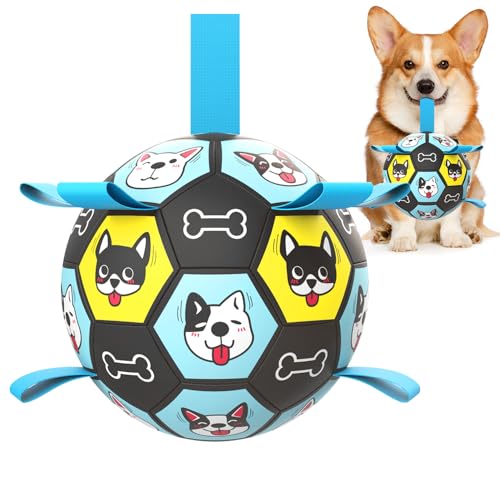 ZestPulse Hundespielzeug, Fußball mit Riemen, Herding Ball für Hunde, interaktives Hundespielzeug, Hundespielzeug, ideal für mittelgroße und große Hunde, großartiger Welpengeburtstag (15,2 cm) von ZestPulse