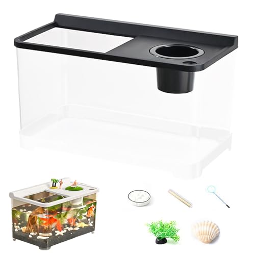 Haushaltsfischtank - Betta Fischtank 3 Farblichter | Hydroponisches Aquarium Für Tischlandschaftsbau, Büro, Eingang, Foyer, Haus, Schlafzimmer, Arbeitsplatz, Innendekoration, Kompakte Haustiere, Stres von Zestivra