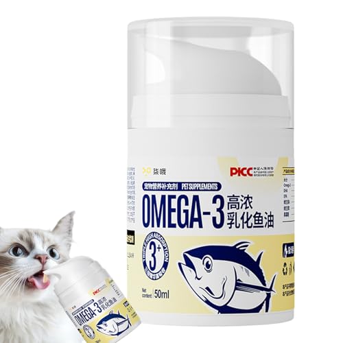 Hundefischölflasche - 1,69oz Pressentyp -Supplement, reines flüssiges Öl | Cat- und Hundemantelpflege, hohe Potenzhautunterstützungsformel, Ernährungshilfe für Haustiere Haarstrahl und Immungesu von Zestivra