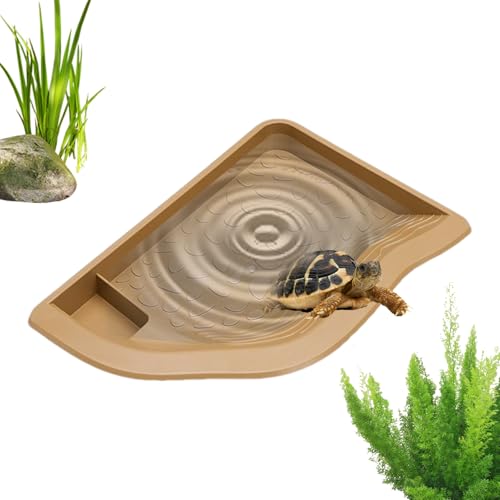 Schildkröten-Badebecken – Wasser- und Lebensmittelbehälter, halb-aquatisches Schildkröten-Tablett | Vielseitiger Trink-Kletterlebensraum, Haustierlandschaftszubehör von Zestivra