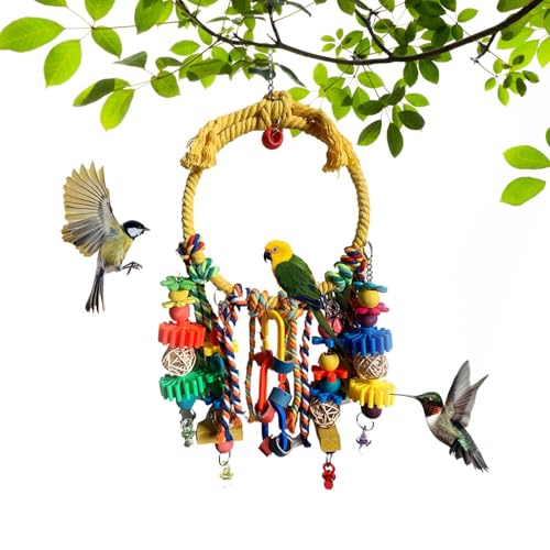 Sittichspielzeug für Vögel – bunte Ringschaukel, Baumwollseil, Haustierzubehör, Nymphensittiche, Finken, Klettern, , Übungsanreicherungsausrüstung mit interaktivem Unterhaltungs-Design, sicheres von Zestivra
