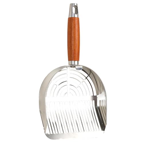 Zestivra Cat Scoop - Müll Kann Katze Katze Geschöpft Edelstahl Müllschaufel Mit Holzgriff Kätzchen Dung Schaufel Katze Gummischaufel Für Mehrere Katzen Katze Schaufel Plitter Box Scoop Metal Ritt von Zestivra