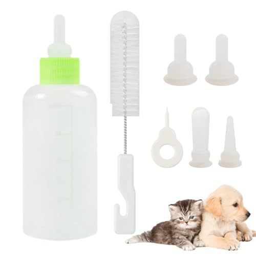 Zestivra Welpenpflegeflaschen -Kit - 7pcs Feeder Flasche Set Für Kleine Hunde, Kleine Tiere Feeder, Haustier Fütterungsnippel Mit Flaschen Für Welpen, Kätzchen von Zestivra