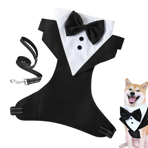 Zestvria Hunde-für kleine Hunde, Hunde-Hochzeitsoutfit | Formelle Hochzeitskleidung für Haustiere mit Fliege und Zugseil - Formelle Hundekleidung, Hemdkostüm, Hunde-für Hochzeit, Party von Zestvria