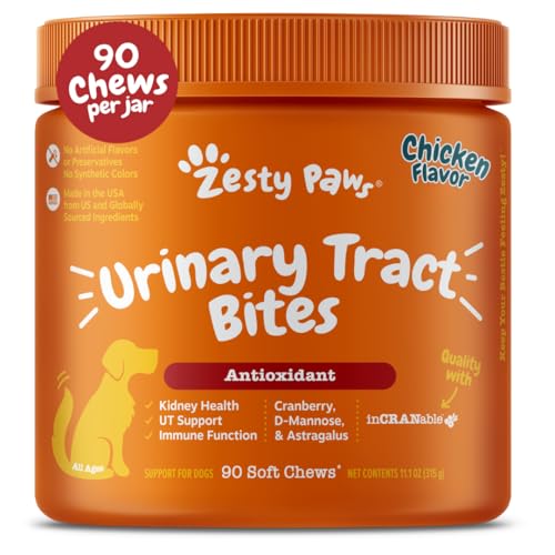 Zesty Paws, Cranberry Bladder Bites for Dogs, Urinary & Kidney Support, All Ages, Chicken Liver Flavor, 90 Soft Chews von Zesty Paws