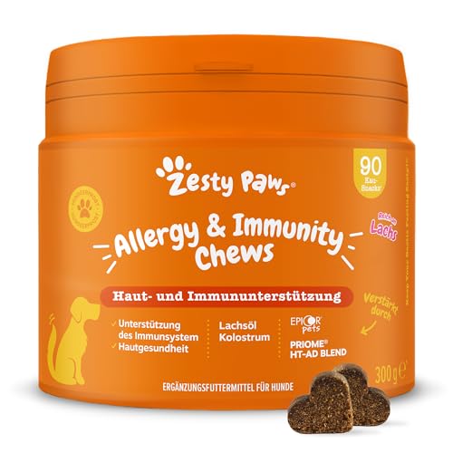 Zesty Paws Allergie & Immunität Chews | Nahrungsergänzungsmittel für Hunde | Für eine Gesunde Körperfunktion | Reich an Lachsöl Hunde & Omega 3 Öl für Hunde | 90 STK von Zesty Paws