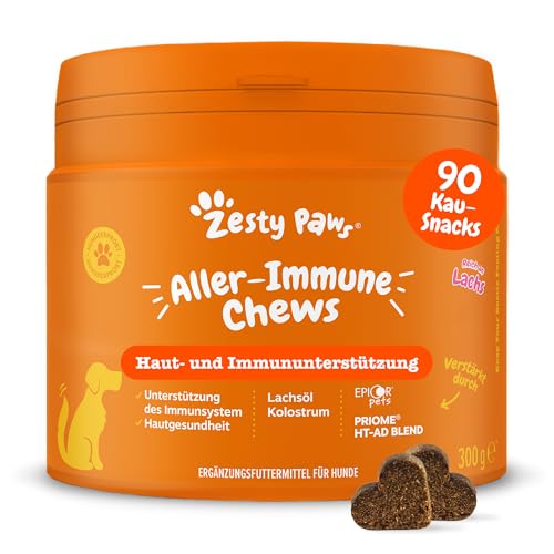 Zesty Paws Allergie & Immunität Chews | Nahrungsergänzungsmittel für Hunde | Für eine Gesunde Körperfunktion | Reich an Lachsöl Hunde & Omega 3 Öl für Hunde | 90 STK von Zesty Paws