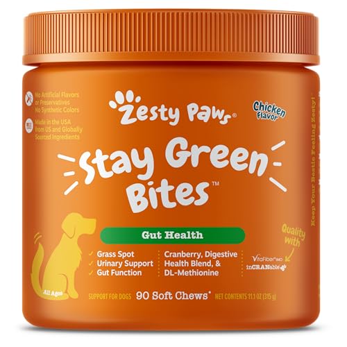 Zesty Paws Stay Green Bites for Dogs - Grass Burn Soft Chews for Lawn Spots Caused by Dog Urine Cran-Max Cranberry for Urinary Tract and Bladder with Apple Cider Vinegar Digestive Enzymes von Zesty Paws