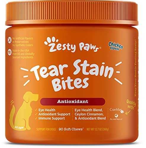 Zesty Paws Tear Stain Support Soft Chews for Dogs - for Eye Moisture + Vision & Immune Support - Functional Supplements with Fish Oil, Lutein, Cranberry & Vitamin C - Chicken Flavor von Zesty Paws