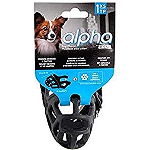 Zeus Alpha TPR Maulkorb für Hunde, Comfort Fit Design, verhindert Beißen, Bellen und Kauen, Schwarz, X Small, schwarz von Zeus