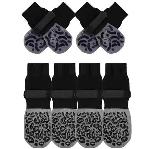 4 Paar Hundesocken Anti Rutsch, Pfotenschutz Socken für Hunde, rutschfeste Hundeschuhe für Outdoor & Indoor, Ideal für Ältere Hunde & Verletzungen(2 Styles) von ZexJpr
