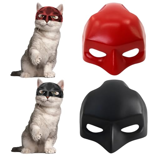 Katzenmaske 2er Set, Batman Maske für Katzen und Cat Woman Kostüm, Hochwertige Materialien, Rot Und Schwarz, Halloween Cosplay Und Kostümpartys, Lustige Katzen Tragen Katzenmaske 2er Set, Batman Maske für Katzen und Cat Woman Kostüm, Hochwertige Materialien, Rot Und Schwarz, Halloween Cosplay Und Kostümpartys, Lustige Katzen Tragen von ZexJpr