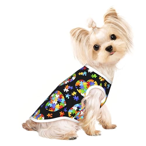 Atmungsaktives ärmelloses Autismus-Bewusstseins-Puzzleteile, Herzdruck, leichtes Hunde- und Katzenoutfit – dehnbares Tanktop für mittelgroße Haustiere Atmungsaktives ärmelloses Autismus-Bewusstseins-Puzzleteile, Herzdruck, leichtes Hunde- und Katzenoutfit – dehnbares Tanktop für mittelgroße Haustiere von ZhRiYan