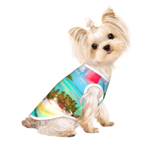 Atmungsaktives ärmelloses T-Shirt für kleine Haustiere, Karibiklandschaft, leichtes Hunde- und Katzen-Outfit, dehnbares Tanktop Atmungsaktives ärmelloses T-Shirt für kleine Haustiere, Karibiklandschaft, leichtes Hunde- und Katzen-Outfit, dehnbares Tanktop von ZhRiYan