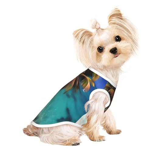 Atmungsaktives ärmelloses T-Shirt mit Karibikinseln, leichtes Hunde- und Katzen-Outfit, dehnbares Tanktop für kleine Haustiere Atmungsaktives ärmelloses T-Shirt mit Karibikinseln, leichtes Hunde- und Katzen-Outfit, dehnbares Tanktop für kleine Haustiere von ZhRiYan