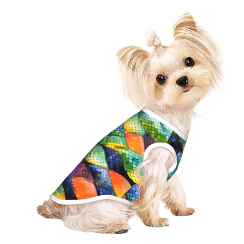 Atmungsaktives ärmelloses T-Shirt mit Regenbogenfischschuppen-Druck, leichtes Hunde- und Katzen-Outfit, dehnbares Tanktop Atmungsaktives ärmelloses T-Shirt mit Regenbogenfischschuppen-Druck, leichtes Hunde- und Katzen-Outfit, dehnbares Tanktop von ZhRiYan