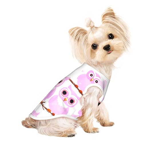 Atmungsaktives ärmelloses T-Shirt mit niedlichem Eulen-Druck, für Hunde und Katzen, Größe M, dehnbares Tanktop von ZhRiYan