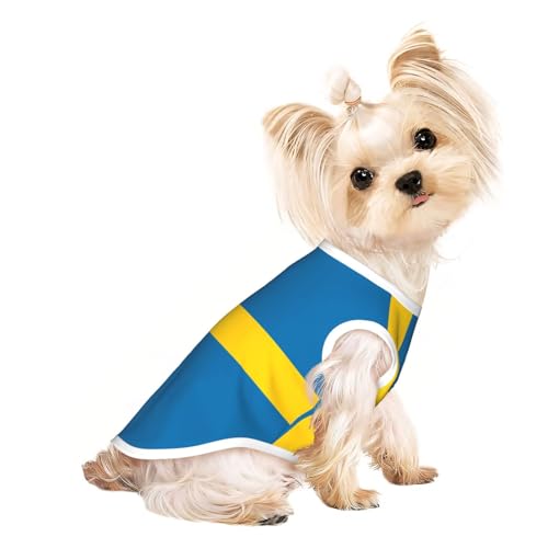 Atmungsaktives ärmelloses T-Shirt mit schwedischer Flagge, leichtes Hunde- und Katzenoutfit – dehnbares Tanktop für große Haustiere Atmungsaktives ärmelloses T-Shirt mit schwedischer Flagge, leichtes Hunde- und Katzenoutfit – dehnbares Tanktop für große Haustiere von ZhRiYan