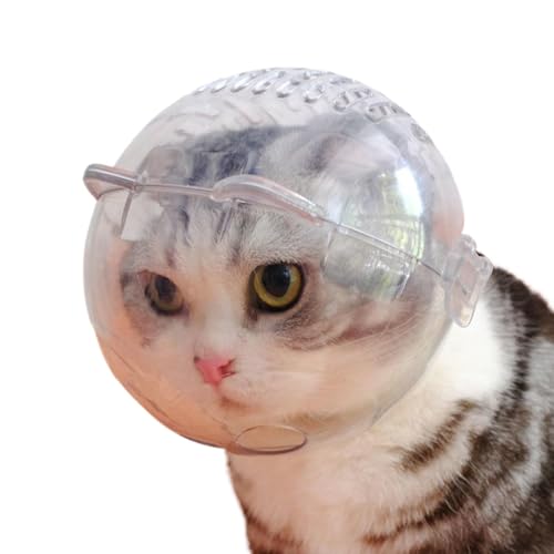 Zhadyu Anti -Biss -Katzenmündung, Katzenkopfabdeckung - Anti -Biss -Astronaut -Mündung für Katze - Mehrzweckkätzchenhaube, kugelförmige Haustierkopfabdeckung zum Nageltrimmen von Zhadyu