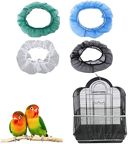 ZhanDouB 4 Stück Vogelkäfig-Netzabdeckung, universeller Vogelkäfig-Samenfänger, elastisches Band für Rutschfestigkeit, zur Staubschutz und Dekoration von ZhanDouB